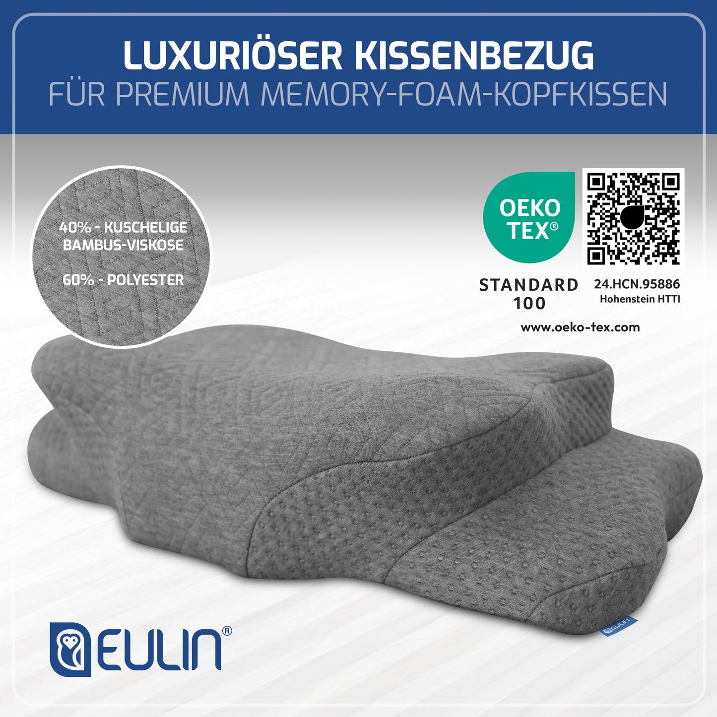 ERSATZBEZUG GRAU für das Memory Foam Kopfkissen Wolkenblume MF1