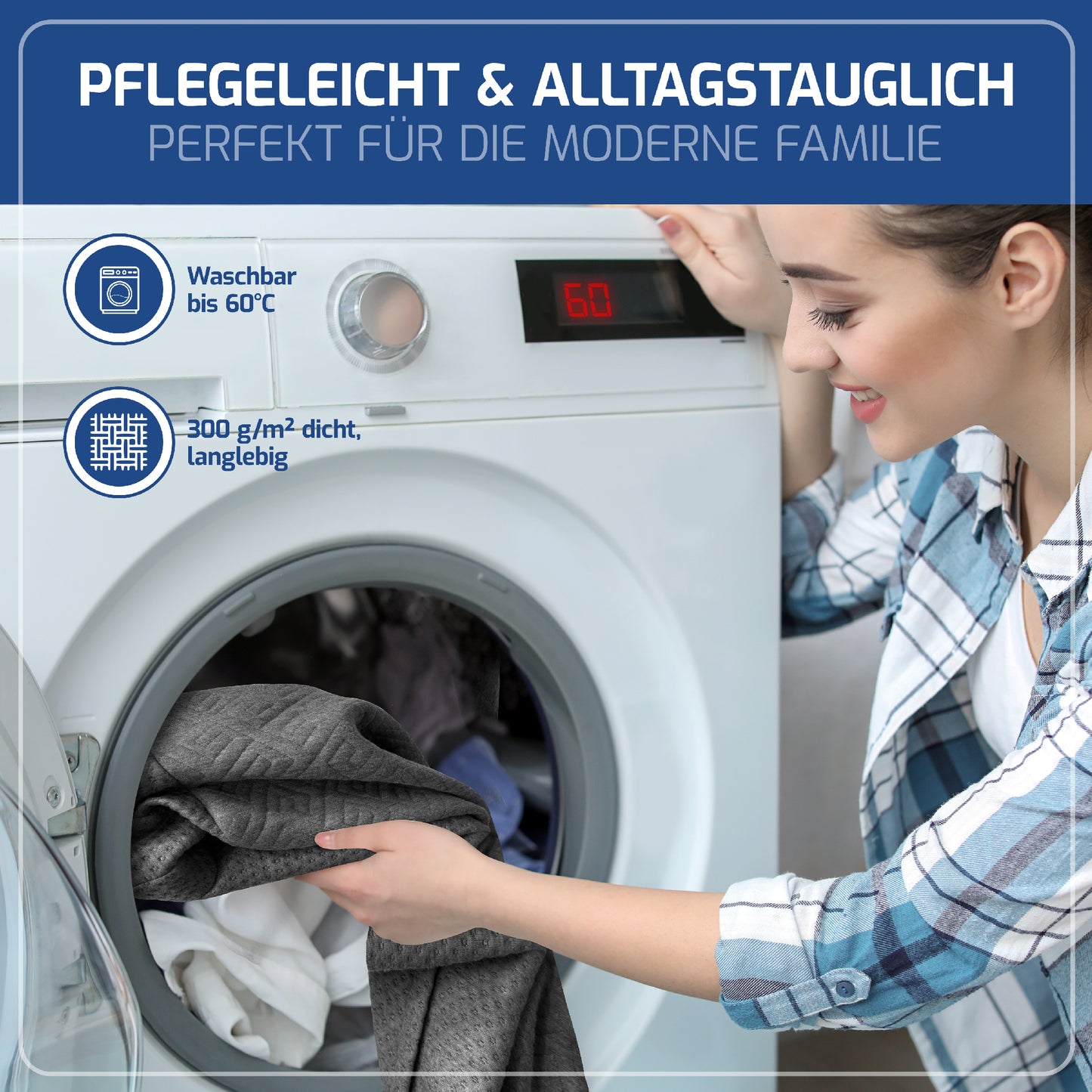 ERSATZBEZUG GRAU für das Memory Foam Kopfkissen Wolkenblume MF1