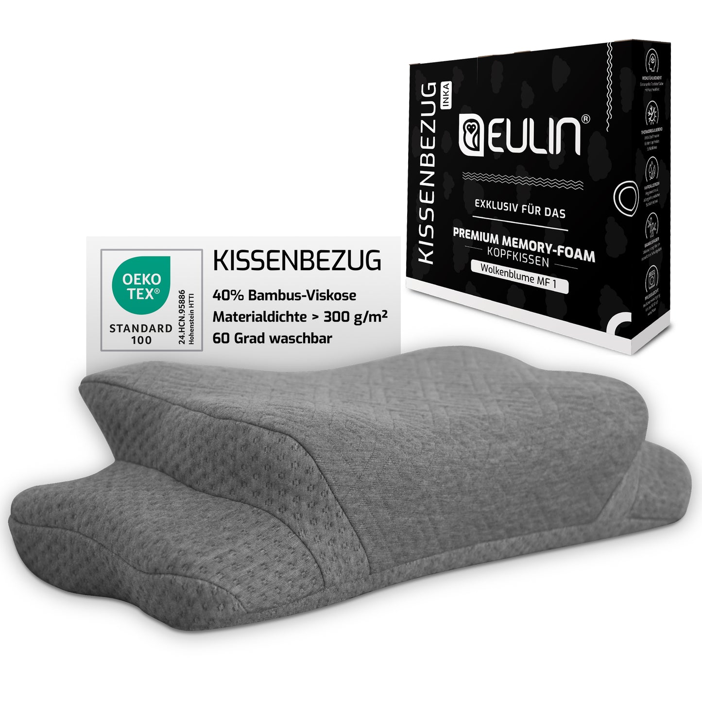 ERSATZBEZUG GRAU für das Memory Foam Kopfkissen Wolkenblume MF1